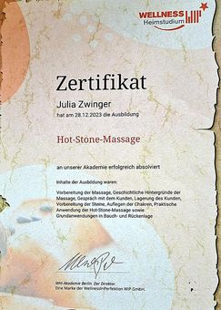 Zertifikat: Hot-Stone-Massage
