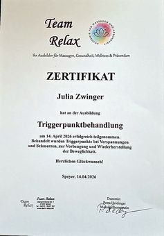 Zertifikat: Triggerpunktbehandlung