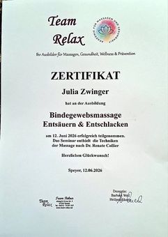 Zertifikat: Bindegewebsmassage – Entsäuern & Entschlacken