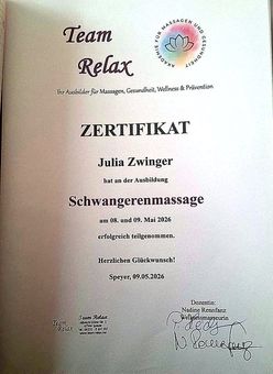 Zertifikat: Schwangerenmassage