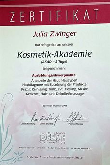 Zertifikat: Kosmetik-Akademie