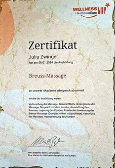 Zertifikat: Breuss-Massage